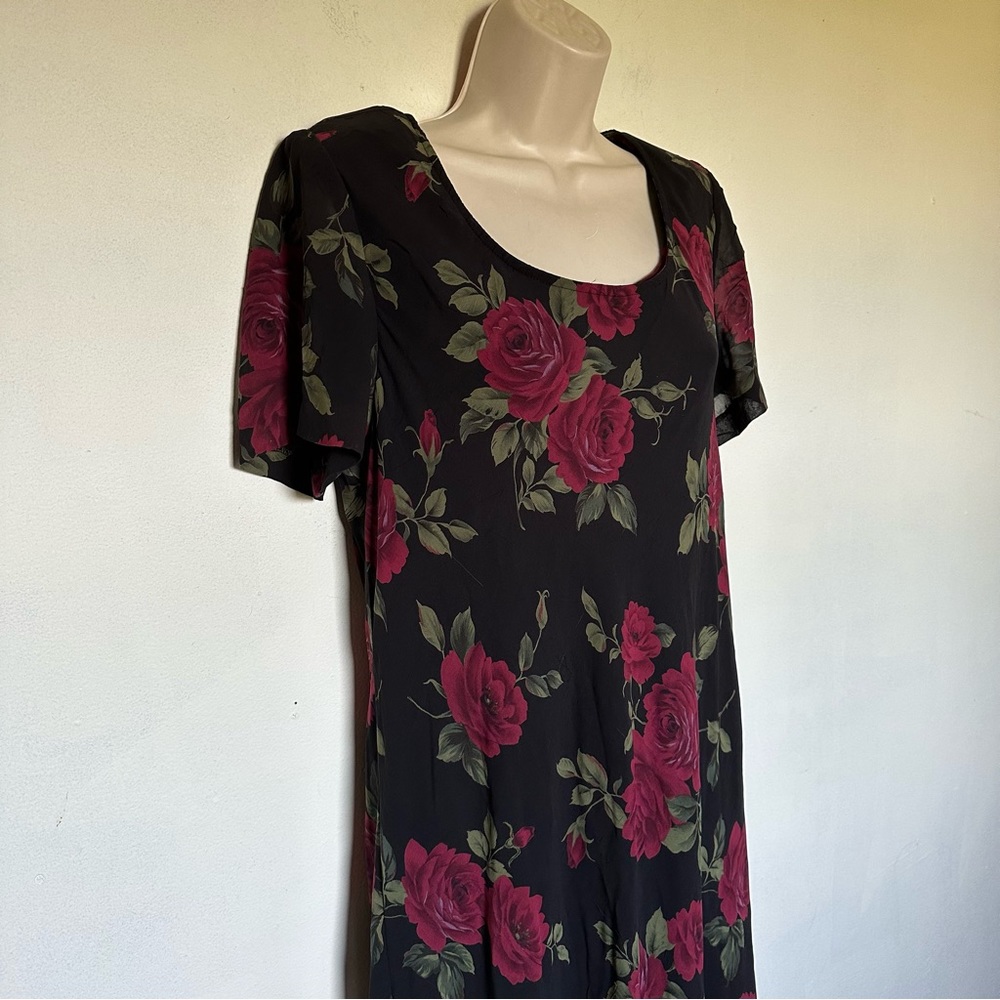 Vintage 90s grunge black floral maxi dress